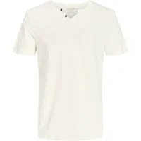 Jack & Jones T-Shirt JJESPLIT Neck Tee SS mit Splitneck-Ausschnitt und zwei Deko-Knöpfen