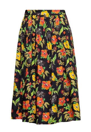 Queen Kerosin Damen Swing Wickelrock Hibiskus mehrfarbig