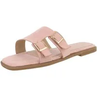 Ital-Design Elegante Slippers mit Schnallen für Damen – Sommerkomfort Pantolette (89542649) Blockabsatz Pantoletten in Altrosa