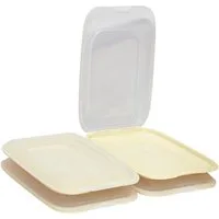 Engelland Frischhaltedose Aufschnittdosen, Aufschnittbox, PP-Kunststoff, BPA-frei, (Vorteils-Set, 4-tlg., mit transparentem Deckel), stapelbar, platzsparend, Ordnung im Kühlschrank, Organizer, Stapelbox