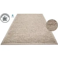 OTTO home Wollteppich Wolly Rahmen, handgewebt, Wolle, rechteckig, Höhe: 14 mm, einfarbig, Teppich, Wohnzimmer, Schlafzimmer, Esszimmer