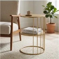 EDAXO Couchtisch Runder Couchtisch RODA aus Metall, mit Ablage, Ø 52 cm