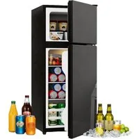 Merax Kühlschrank 92L mit Gefrierfach 28L, Minikühlschrank mit LED BCD-102AB, 102 cm hoch, 42.5 cm breit, Kühlschrank Freistehend mit Glastür, Leise 45dB, Temperaturregelung