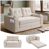 GLP Schlafsofa 2-Sitzer, Sofa 136x80 cm, Klappsofa platzsparend, mit Getränkehaltern, Seitentaschen, Liegefläche 186x100 cm