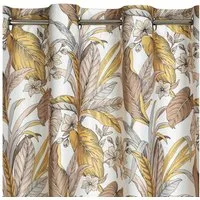 Design91 Vorhang Vorhänge mit Dschungel Muster Palmenblätter Botanische Motive, Blickdicht, Ösenschal, Wohnzimmer