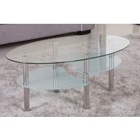 HOOZ Couchtisch HOOZ Couchtisch 98x55cm Klarglas mit sandierter Ablage (Wohnzimmertisch, perfekt als Beistelltisch), Tischplatte Klarglas mit satinierter Ablage