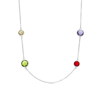 Luxenter-Halskette aus mehrfarbigem Metall und Zirkonia-Legierung, veredelt mit Rhodium – Dowka