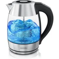 Arendo Wasserkocher Teekocher aus Glas & Edelstahl mit Temperatureinstellung & Teesieb, 1,8 l, 2200 W, Temperaturwahl 40 °C – 100 °C, Warmhaltefunktion, Überhitzungsschutz