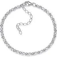 Materia Silberarmband Damen Herren S-Panzerkette 18-23cm SA-26, 925 Sterling Silber