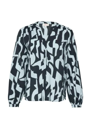 s.Oliver Red Label - Bluse aus Viskosemix mit Raffung blau - Gr. - 36