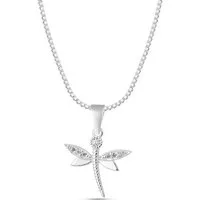 NAHLE Kette mit Anhänger Minimalistische Halskette für Damen Filigrane Libelle Silber Kette (2-tlg., inklusive Schmuckbox), 925 Silber Anhänger mit Zirkonia - rhodiniert