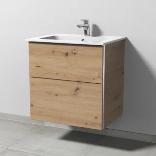 Sanipa 3way Waschtischunterbau zu Duravit ME by Starck Waschtisch mit 2 Auszügen, Eiche Natural-Touc BR72485