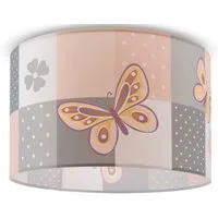 Paco Home Deckenleuchte Cosmo 220, ohne Leuchtmittel, Lampe Kinderzimmer Deckenlampe Rosa Schmetterling Blumen Karo E27