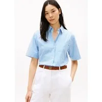 Tommy Hilfiger Kurzarmbluse ESSENTIAL POPLIN SHORT SLEEVE SHIRTS mit Hemdkragen, Flag Stickerei auf der Brust