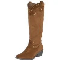 Salinyang Damen Cowboy Boots Kniehoch in Wildlederoptik mit Nieten Stiefel