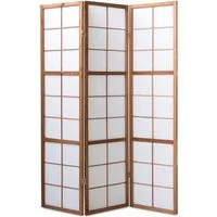 Homestyle4u Paravent Raumteiler Sichtschutz Trennwand Braun Shoji Indoor faltbar Holz (3-teilig)