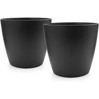 BigDean Blumentopf 2 Stück Blumentopf, Übertopf aus Kunststoff im Modernen Look (Set, 2 St., Blumentöpfe), Modernes Design, Natürliche Ästhetik