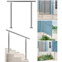 AICA Handlauf Geländer Edelstahl Handlauf, Treppengeländer, Eingangsgeländer 150 cm, 100 cm Gesamtlänge, (Packung), Edelstahl Verdickung, Silbrig/Schwarz, 100/120/150 cm