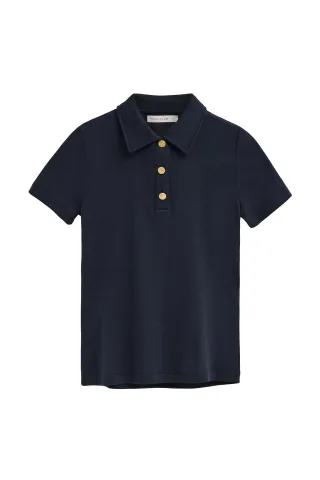 Poloshirt marineblau mit maritimen Polo Club Knöpfen