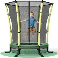 GUNJI Gartentrampolin Kindertrampolin, Gartentrampolin mit 140 cm Durchmesser, Ø 140 cm, (Inklusive Schaumstoffpolsterung, für 50 kg ausgelegt, mit Bodensicherheitsnetz ausgestattet)