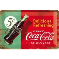 Nostalgic-Art Metallschild Blechschild 20 x 30cm - Coca-Cola - Delicious Refreshing - Green