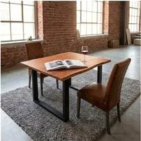 SAM® Baumkantentisch Sonja, massives Holz, echte Baumkante, Metallgestell U-Form, bis 3m