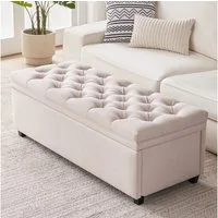 Howjoe Sitzbank Mit Stauraum, Belastbar Bis 150 Kg, Aufbewahrungsbox -128*53*45cm (1-St), Sitzbox, Polsterhocker Für Wohnzimmer Schlafzimmer Flur
