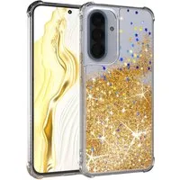 EAZY CASE Handyhülle Liquid Glittery Case für Samsung Galaxy A57 6,7 Zoll, Durchsichtig Back Case Handy Softcase Silikonhülle Glitzer Cover Gold