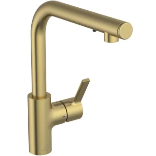 Ideal Standard Küchenarmatur Gusto iMX Ausladung 232mm L-Auslauf mit Seife Brushed Gold, A7817A2 A7817A2