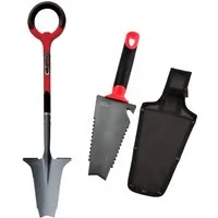 Root Slayer® Spaten Radius Set Wurzelspaten + Blumenkelle, (Spar-Set, 2-St., Garten), Wurzelspaten & Schaufel, Klinge mit Zähnen zum Schneiden der Wurzeln