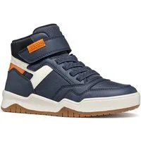 Geox J PERTH BOY Sneaker Freizeitschuh mit Kontrastbesätzen, Gummizug und Klettriemchen