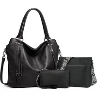 TAN.TOMI Handtasche 3-Tlg Shopper Schultertasche Geldbörse Damen Groß Umhängetasche, Für Freizeit Business Schule Büro usw in schlichter Optik