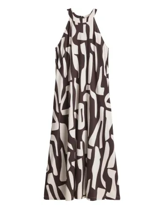 Opus - Bedrucktes Neckholderkleid - Wina dune beige/braun - Gr. - 36