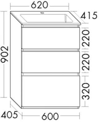 Burgbad Mineralguss-Waschtisch+Waschtischunterschrank Lin20 Melamin Eiche Dekor SGHS062F7331C0001