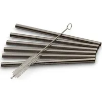 ECHTWERK Trinkhalme Small, (Set, 7-tlg), aus Edelstahl inkl. Reinigungsbürste, (Trinkhalm: 12cm,Bürste: 13, cm)