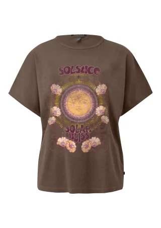 qs - T-Shirt braun/mehrfarbig - Gr. - M