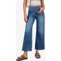 Imily Bela High-waist-Jeans Damen Cropped Dehnbare Baggy Geradem Weitem Bein Denim Baggy (Packung, 1-tlg., 1per-Pack) 4-Pocket Style in Unifarbe