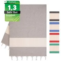 herémood Strandtuch Strandtuch Damen Herren, Badetuch Handtuch XXL, Geschenke für Frauen, [Test SEHR GUT, Note 1.1] (schnelltrocknend & saugstark, Sehr Gut getestet, 1er & 2er-Set, ideal für Strand, Sauna & Wellness – Beige, 1-St)