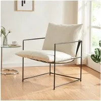 en.casa Loungesessel, »Utsjoki« 90x61x70 cm mit Polsterkissen Schwarz / Beige