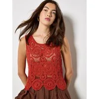Apricot Crop-Top Crop-Top mit Häkeldetails