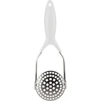 EUROHOME Kartoffelstampfer Kartoffelpresse mit ergonomischem Kunststoffgriff (1 St), Edelstahl, Kartoffelstampfer Weiß - Ausklappbar Edelstahl