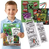 Minecraft Malvorlage Minecraft Kreativset für Kinder mit Buntstiften und Malvorlagen