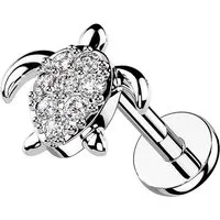 Taffstyle Piercing-Set Helix Labret Monroe Piercing flach Kristall Schildkröte Silber 6mm (Helix Rook Lobe Daith Conch Orbital Snug Ohrring Piercing), Helix Innengewinde Ohrstecker Ohrpiercing Cartilage Knorpel Ohr Tragus