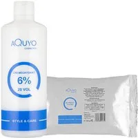 AQUYO Cosmetics Haarfarbe Style & Care Blondierpulver 500g + Creme Oxydant Entwickler 6%, Set