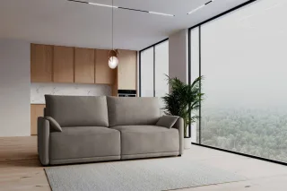 Sofa 3-Sitzer mit Schlaffunktion MIRENA in Stoff Cremona Graubraun