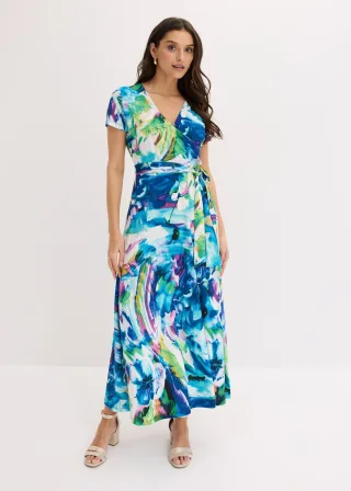 bonprix Maxikleid, blau, Gr.32/34 (XS), Sommerliches Maxikleid mit farbenfrohen Muster