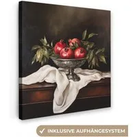 OneMillionCanvasses® Leinwandbild Granatäpfel - Klassisch - Vintage, Fotodruck (1 St), Wandbild, Deko Schlafzimmer Wohnzimmer Flur 20x20 cm