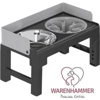 Warenhammer Futternapf Hundenapf höhenverstellbar erhöht 3 in 1 Napf-Set Premium Qualität, Edelstahl, Set mit 3 Näpfen, Gummifüße, neigbar, rutschfest