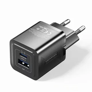 [GaN Tech] Vention FEQ 30W 2-Port USB PD Charger USB-A+USB-C PD3.0 QC3.0 PPS FCP AFC Apple2.4A Fast Charging Wall Charge
