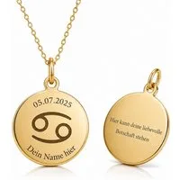 BS Schmuckdesign Kette mit Anhänger mit Gravur Personalisierte Halskette Damen Sternzeichen Name Datum Gravur (persönliche Gravur), inkl. Geschenkbox